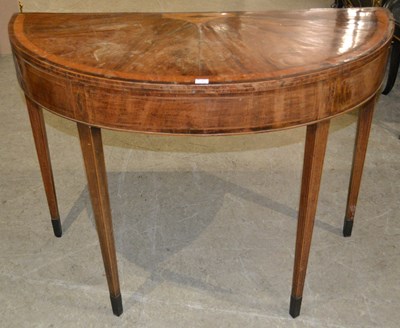 Lot 706 - A 19th century mahogany demi lune card table,...