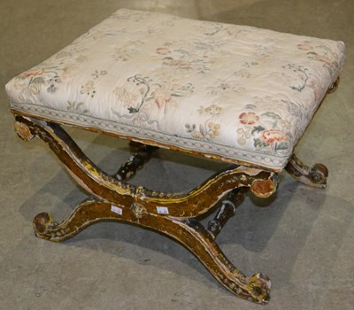Lot 716 - A 19th century giltwood x-frame stool with...