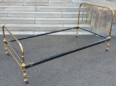 Lot 755 - A 19th century brass single bed frame, the...
