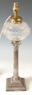 Lot 110A - A Sheffield silver Corinthian column oil lamp,...