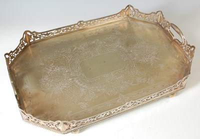 Lot 345 - A large silver plated serving tray, with...