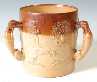 Lot 350 - A large Royal Doulton Lambeth style salt...