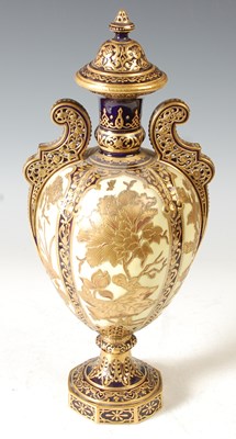 Lot 353 - A Royal Crown Derby twin handled porcelain urn...