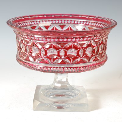 Lot 352 - A cut crystal centrepiece bowl, with cranberry...