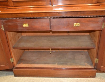Lot 765 - A 19th century mahogany breakfront bookcase,...