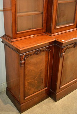 Lot 765 - A 19th century mahogany breakfront bookcase,...
