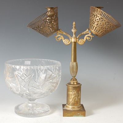 Lot 361 - A French Empire style two arm brass...