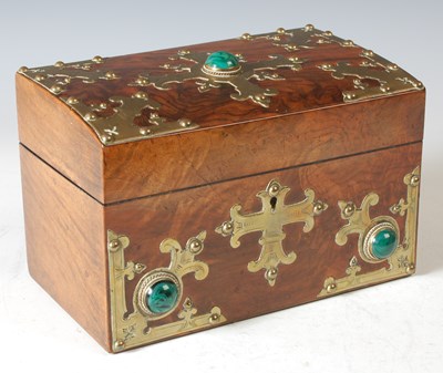 Lot 367 - A 19th century burr walnut tea caddy, with...