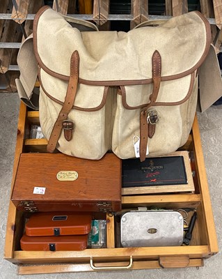 Lot 498 - Fishing interest: a box of assorted fishing...