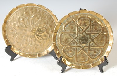 Lot 279 - Two Arts & Crafts brass circular trays,...