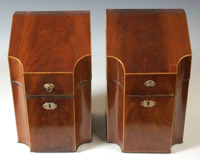 Lot 289 - A pair of George III mahogany knife boxes,...