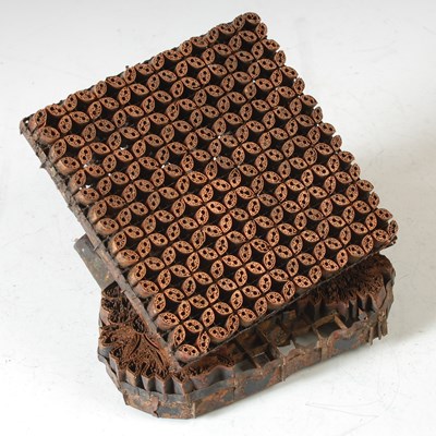 Lot 415 - Two 19th century printer's metal ink blocks,...