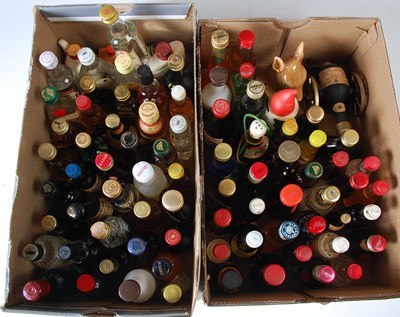 Lot 250 - Two boxes of assorted miniature spirits, to...