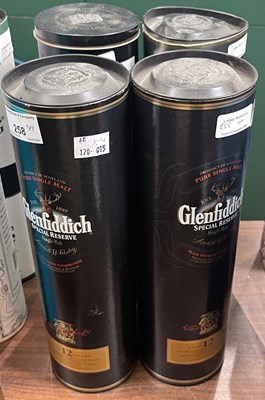 Lot 258 - A group of four boxed bottles of Glenfiddich...