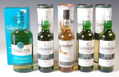 Lot 257 - Three boxed bottles of Laphroaig Islay Single...