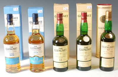 Lot 265 - Five boxed bottles of Glenlivet Single Malt...