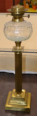 Lot 388 - A 19th century / later paraffin oil lamp, with...