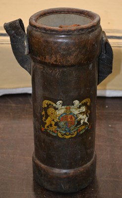 Lot 393 - An early 20th century leather cordite carrier...