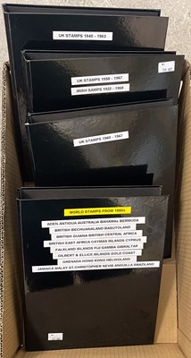 Lot 472 - A box containing four stamp folders, to...