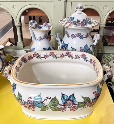 Lot 381 - A 19th century three piece wash set, decorated...