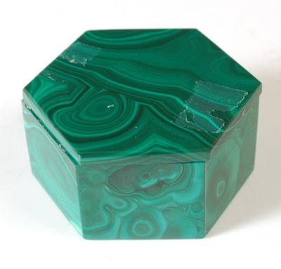 Lot 91 - A mid-century malachite hexagonal shaped...