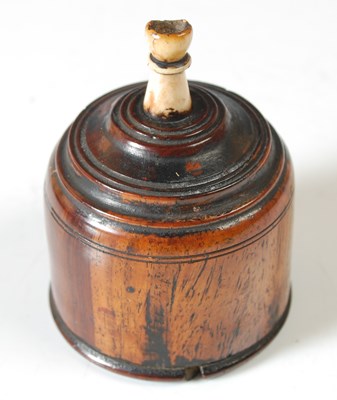Lot 96 - An antique turned treen string box, with screw...