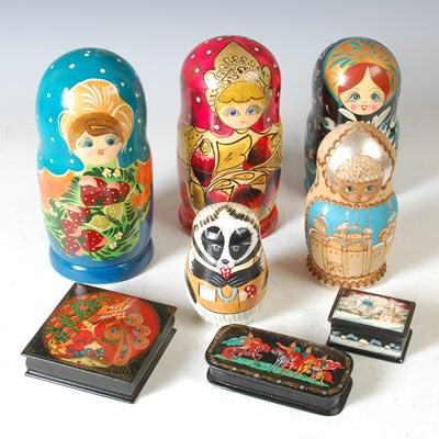 Lot 312 - A group of five Russian dolls, the largest...