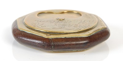 Lot 251 - A Scottish brass and treen octagonal flat...