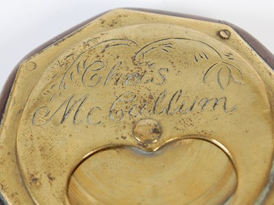 Lot 251 - A Scottish brass and treen octagonal flat...