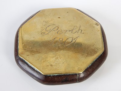 Lot 251 - A Scottish brass and treen octagonal flat...