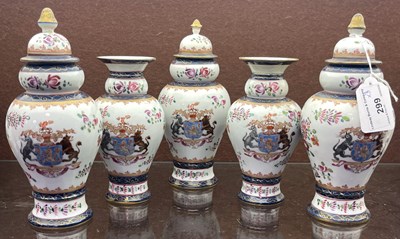 Lot 299 - A garniture of five Samson porcelain Chinese...