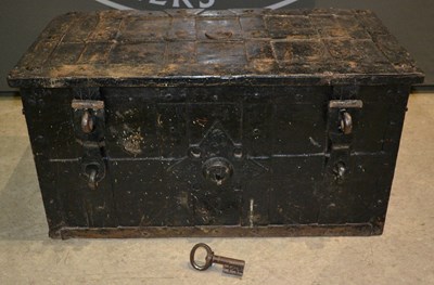 Lot 756 - A 17th century cast iron Armada chest /...