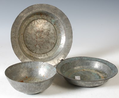 Lot 358 - An antique white metal Middle Eastern bowl,...