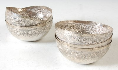 Lot 137 - Six 19th century Indian silver bowls, with...