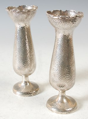 Lot 113 - A pair of Birmingham silver bud vases, 'Henry...