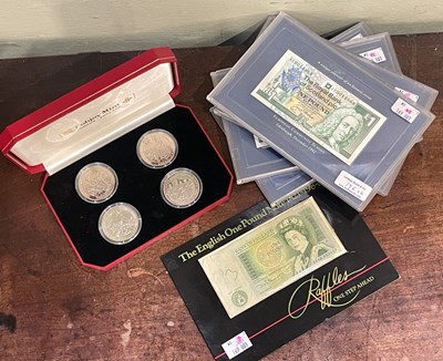 Lot 196 - A collection of assorted banknotes and coinage,...