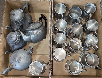 Lot 506 - Two boxes of assorted pewter, to include...