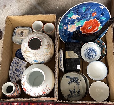 Lot 521 - Two boxes of assorted Japanese and Chinese...