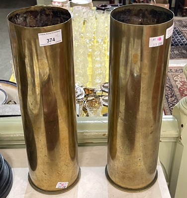 Lot 374 - A pair of early 20th century artillery shell...