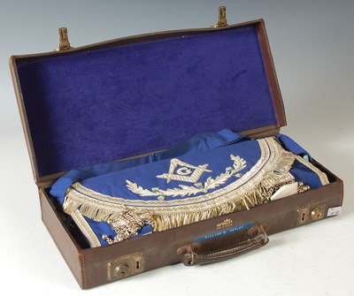 Lot 287 - Masonic interest: a brown leather case...