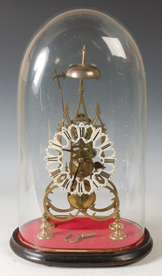 Lot 283 - A late 19th century skeleton clock, with...