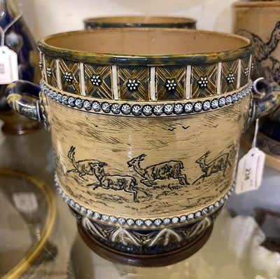 Lot 238 - A pair of Doulton Lambeth stoneware twin...