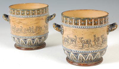 Lot 238 - A pair of Doulton Lambeth stoneware twin...