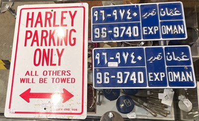 Lot 635 - A pair of Oman registration plates, 37cm long;...