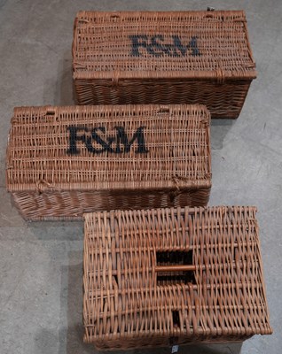 Lot 661 - Three Fortnum & Mason wicker baskets, with...