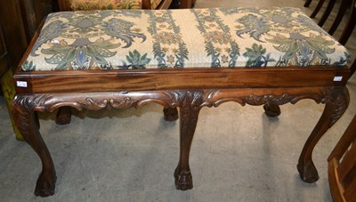 Lot 689 - A George III style mahogany stool, with six...