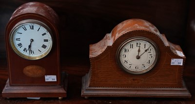 Lot 411 - An early 20th century mahogany mantle clock,...