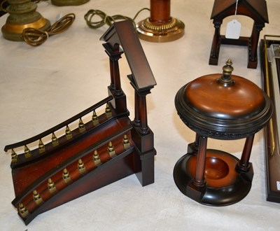 Lot 423 - A wood and brass tabletop finger bowling game,...