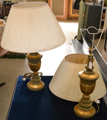 Lot 427 - A pair of urn shaped table lamps, fitted with...
