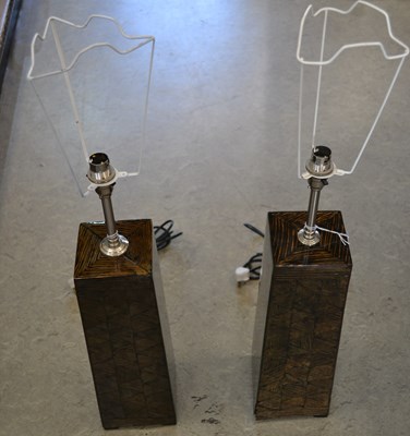 Lot 428 - A pair of table lamps, in rectangular...